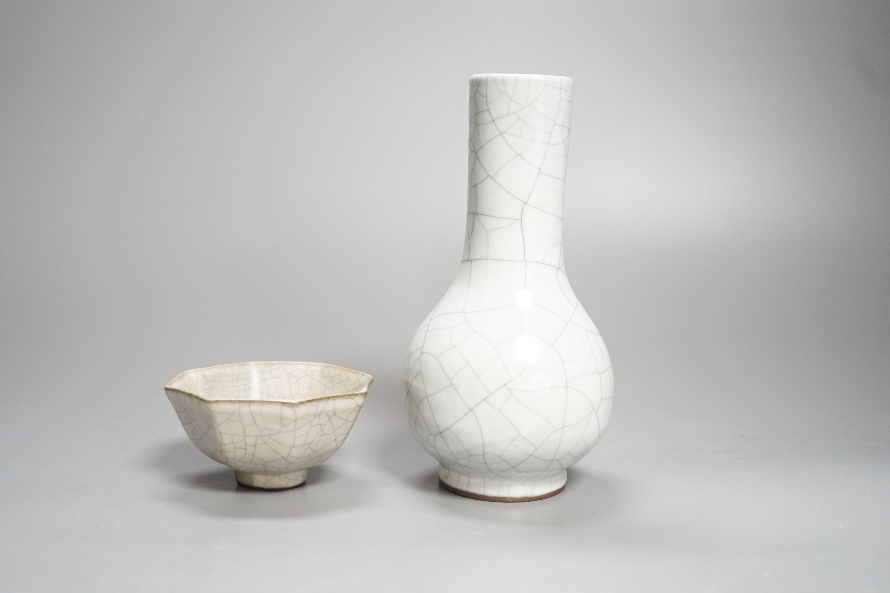 A Chinese crackleglaze vase and a similar cup 17cm